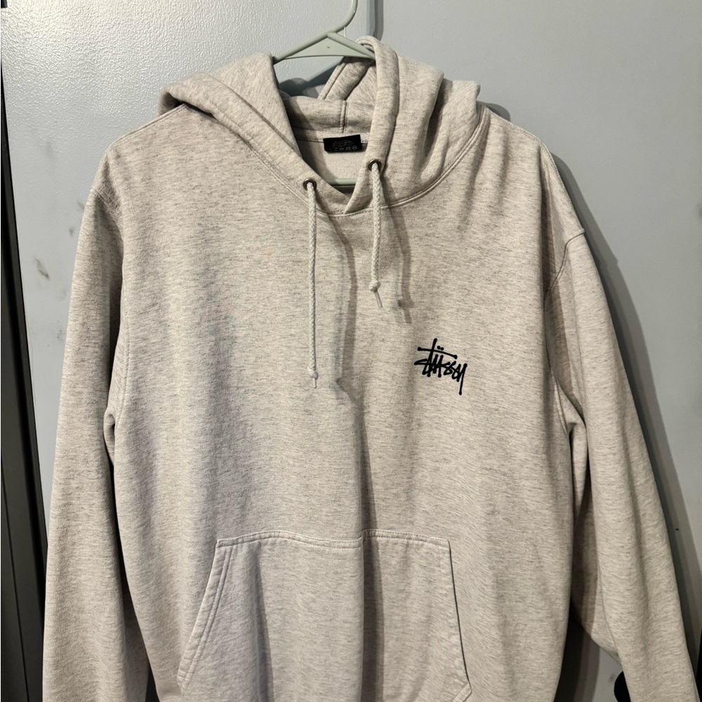 Classic Stussy Light Gray Hoodie for Men